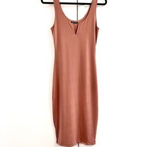 Mind Code Nude Bodycon Midi Dress Medium **See